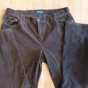Lauren jean co womens brown corduroy jeans 14
